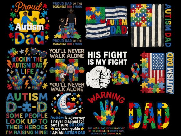 Autism Dad 4th of July USA Tshirt Bundle: A Symbol of Pride and Support