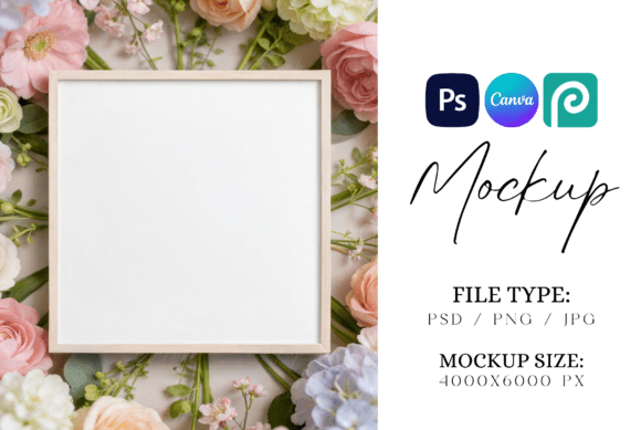 Botanical Square Frame Mockup: Elevate Your Digital Art with Nature-Inspired Design