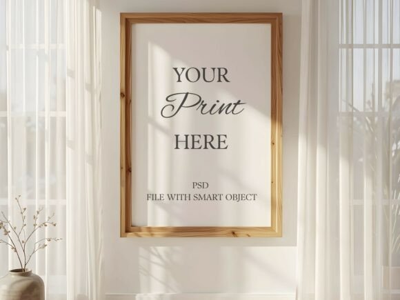 Bright Sunlit Living Room Frame Mockup: A Professional Tool for Displaying Digital Art