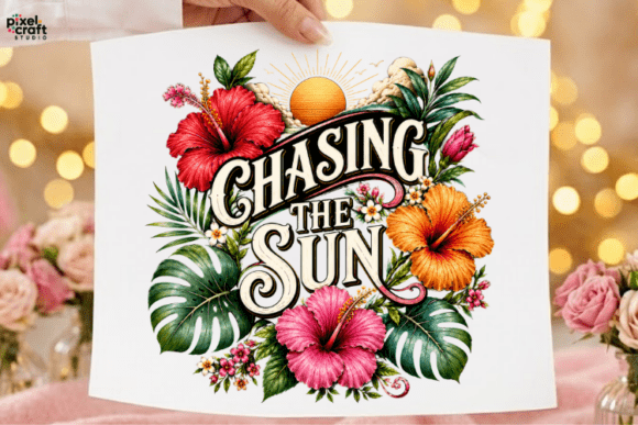 Chasing the Sun Tropical Hibiscus PNG: A Versatile Design for Summer and Beyond