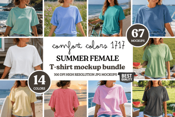Comfort Colors 1717 Summer Mockup Bundle: Elevate Your Design Presentations with Professional Quality