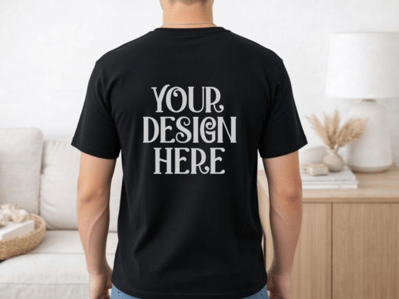 Elevate Your Design Portfolio with the Gildan 64000 Black Mens T-shirt Mockup