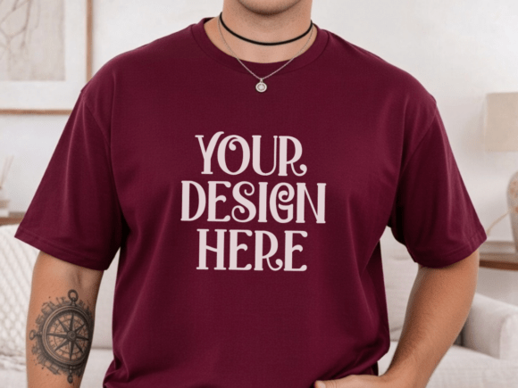 Gildan 5000 Maroon Mens T-shirt Mockup: Strategic Asset for Professional Branding
