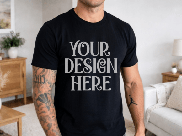 Gildan 64000 Black T-shirt Mockup: A Practical Evaluation for Designers