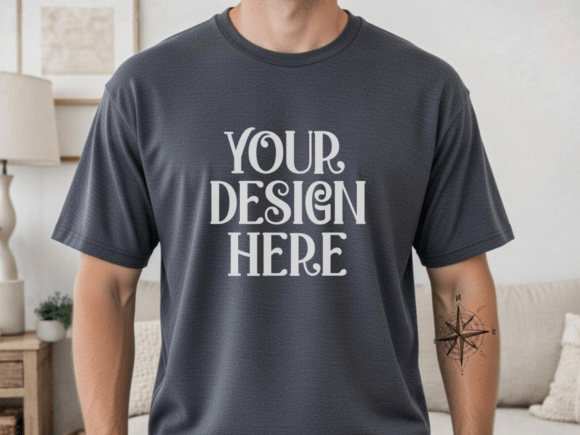 Gildan 64000 Dark Heather Mens Mockup