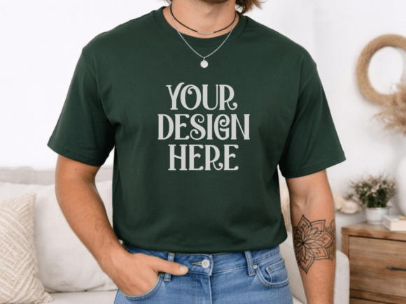 Gildan 64000 Forest Green Mens Mockup