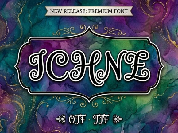 Ichne: A Decorative Display Font for Professional Creativity