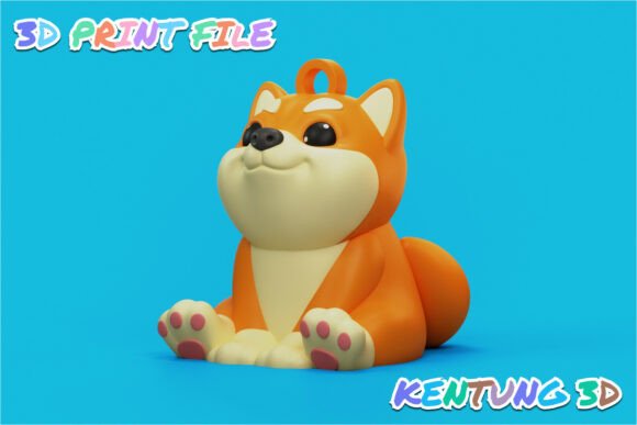 Shiba Inu Keychain 3D STL Model