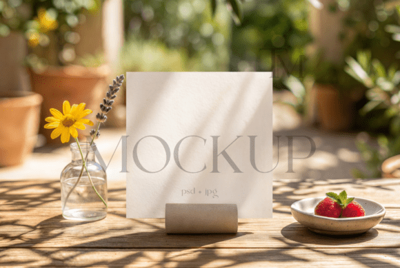 Wedding Square Favor Tag Mockup